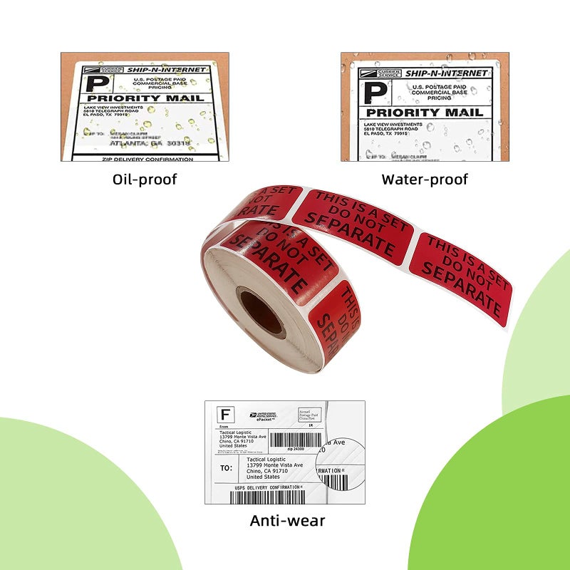 Anylabel 1" x 2" This is a Set Do Not Separate Stickers, Fluorescent Red Packing Labels for Shipping Bundle Sets and Multi-Pack Products Permanent Adhesive (2 Rolls, Total 1000 Labels) - Image 4